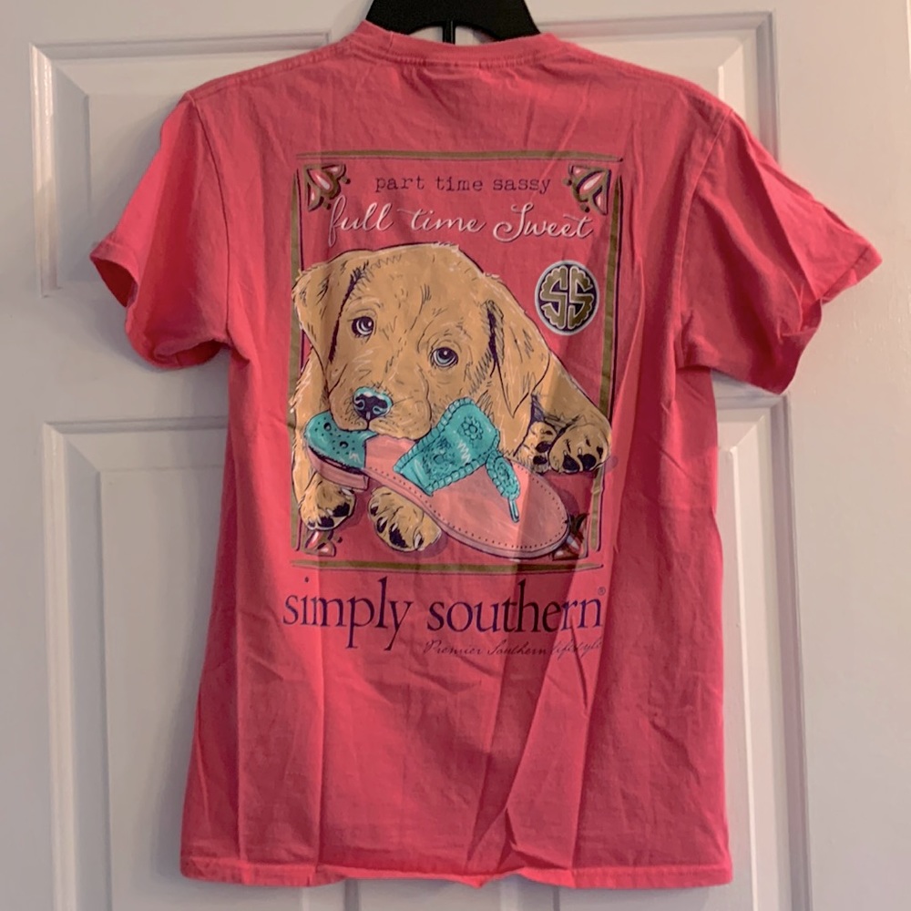 Simply Southern Tee Size XL Small, Lab Dog, Part time sweet full time sassy Pink